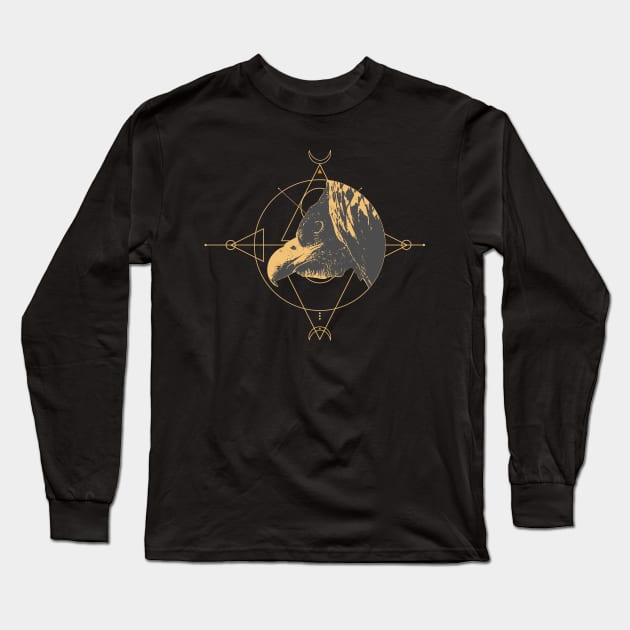 Black Vulture Sacred geometry Long Sleeve T-Shirt by mariasshop